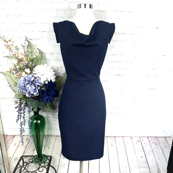 Ava & Aiden Dresses & Skirts - |•AVA & AIDEN•| Classy Navy Blue Cowl Neck Sheath Dress
